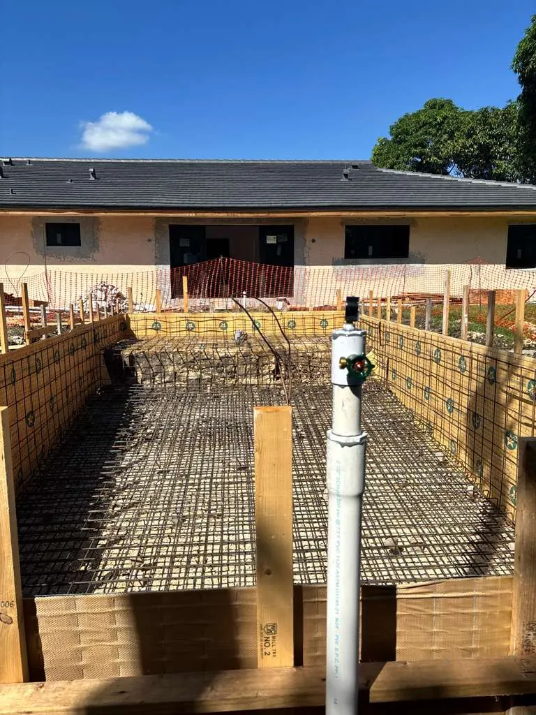 Pool forms set on site