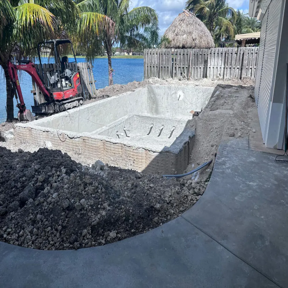 Fresh pool plaster finish